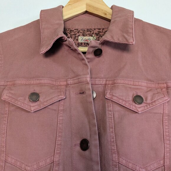 Faherty Jean Jacket Shirt Dress Organic Cotton Brownie Pink Button Casual XS NWT - Picture 11 of 16